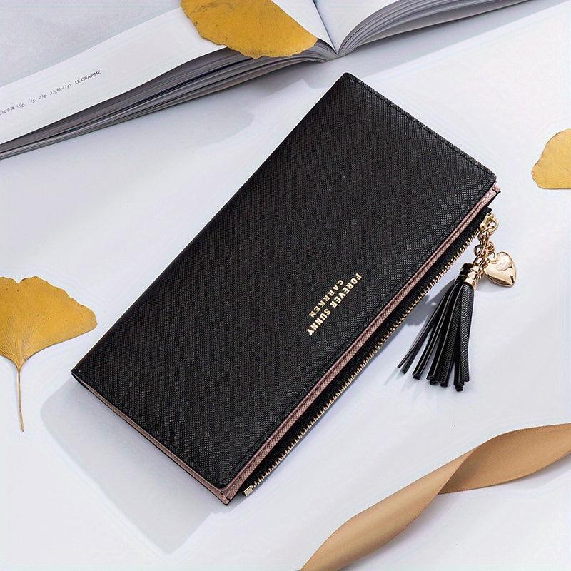 Tassel Decor Clutch Purse Long Wallet for Women