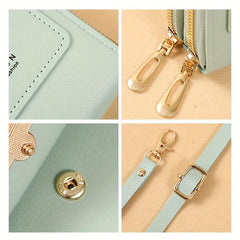 Touchable Zipper Mini Phone Bag PU Leather Card Organizer Mini Crossbody Bag