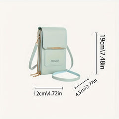 Touchable Zipper Mini Phone Bag PU Leather Card Organizer Mini Crossbody Bag