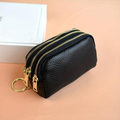 3-Layer Purse Change Coin Purse Mini Holder Zip Key Storage Pouch