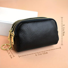 3-Layer Purse Change Coin Purse Mini Holder Zip Key Storage Pouch