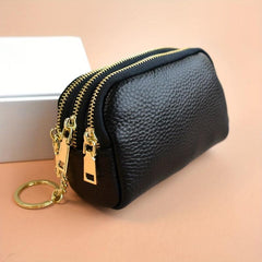 3-Layer Purse Change Coin Purse Mini Holder Zip Key Storage Pouch