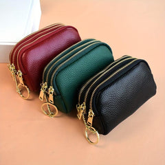 3-Layer Purse Change Coin Purse Mini Holder Zip Key Storage Pouch