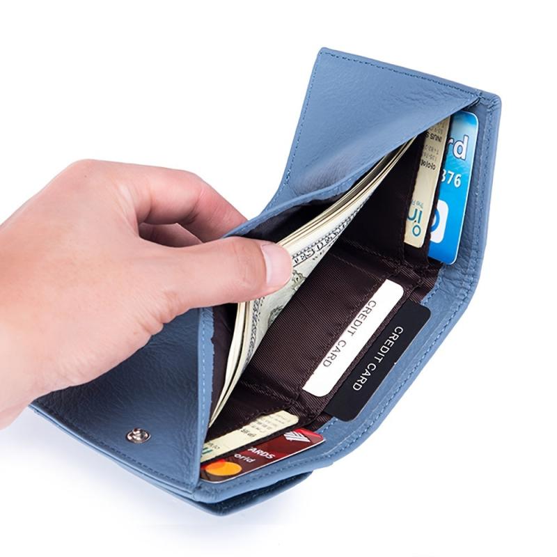 Women's Mini Wallet Faux Leather Snap Button Coin Purse Solid Coin Pockets