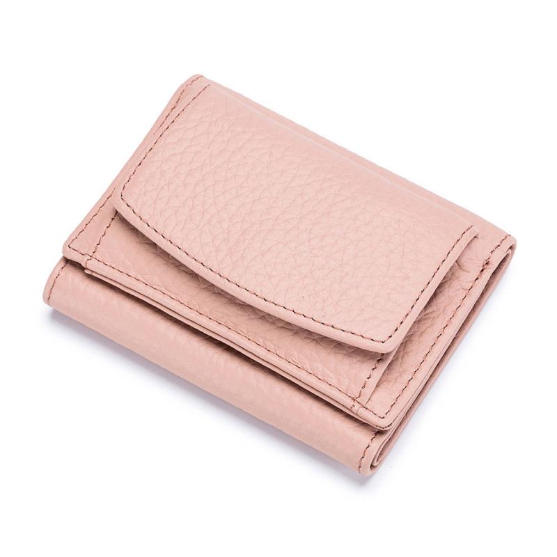 Women's Mini Wallet Faux Leather Snap Button Coin Purse Solid Coin Pockets