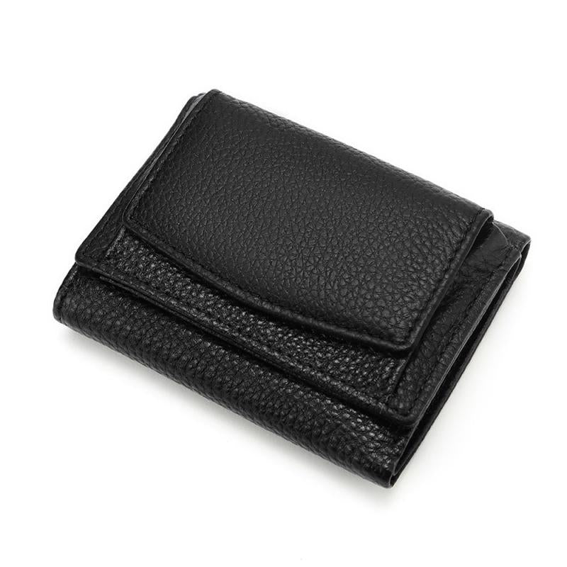 Women's Mini Wallet Faux Leather Snap Button Coin Purse Solid Coin Pockets