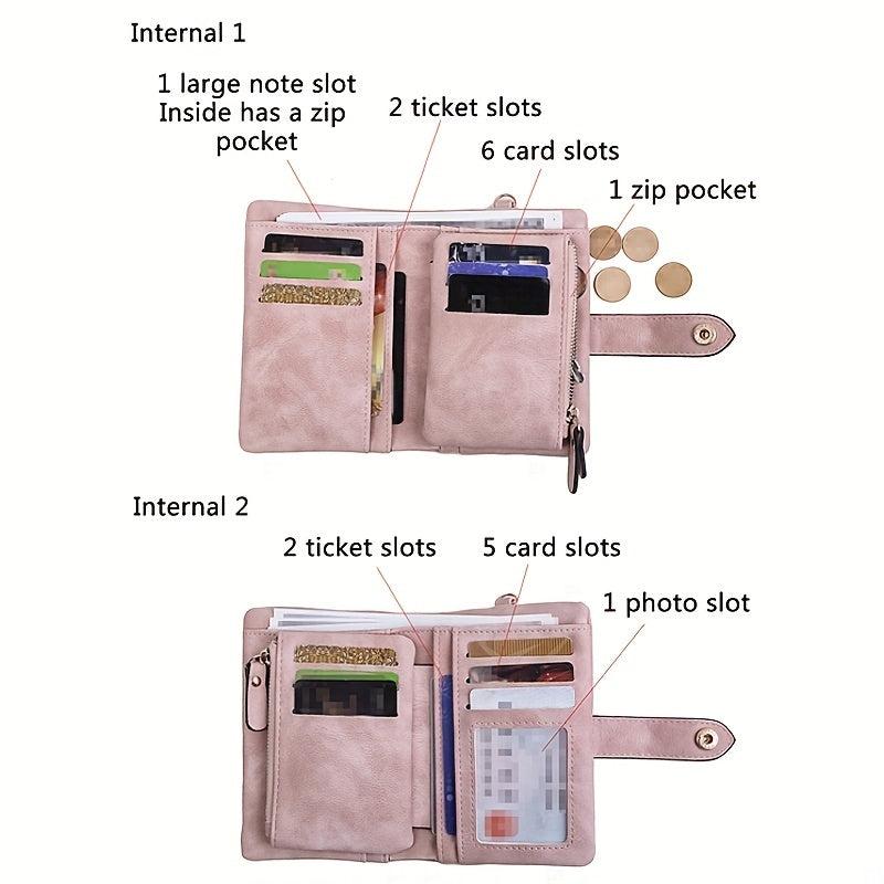 Snap Button Small Wallet Faux Leather Wallet