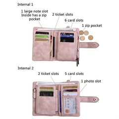 Snap Button Small Wallet Faux Leather Wallet