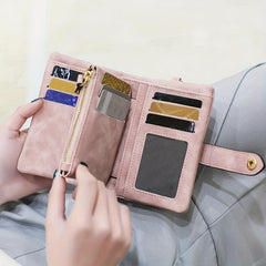 Snap Button Small Wallet Faux Leather Wallet