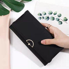 Solid Long Wallet Casual All Match Card Coin Purse Portable Clutch Bag
