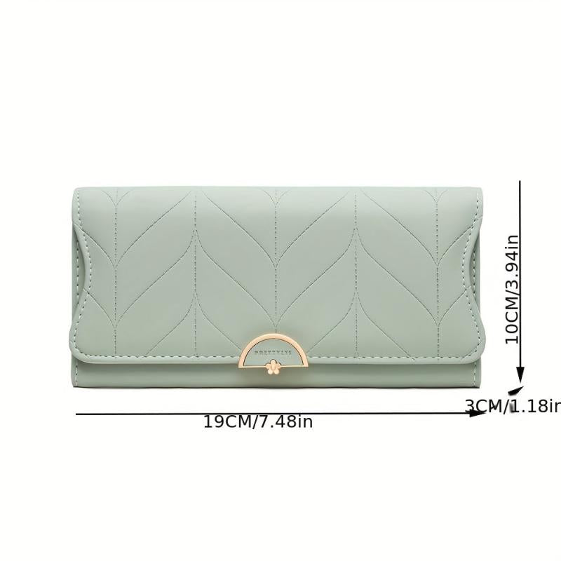 Solid Long Wallet Casual All Match Card Coin Purse Portable Clutch Bag