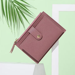 Women's Slim Zipper Bifold Credit Card Coin Purse Solid Wallet