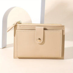 Women's Slim Zipper Bifold Credit Card Coin Purse Solid Wallet