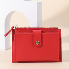 Women's Slim Zipper Bifold Credit Card Coin Purse Solid Wallet