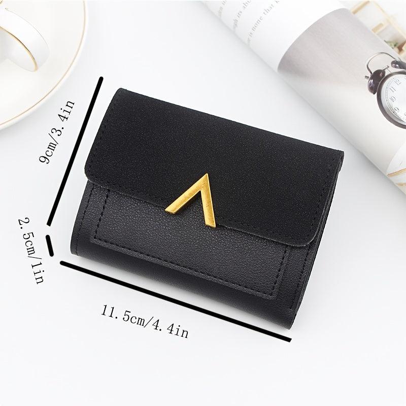 Small Faux Leather Wallet for Women with Card Slots & ID Window
