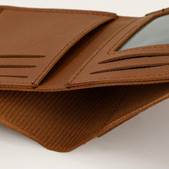 Small Faux Leather Wallet for Women with Card Slots & ID Window