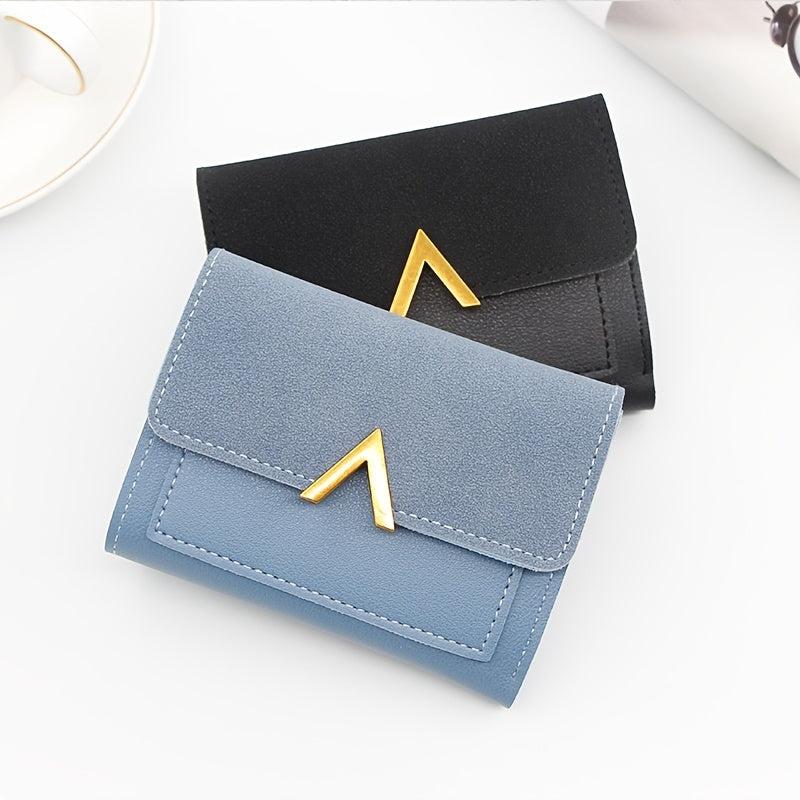 Small Faux Leather Wallet for Women with Card Slots & ID Window