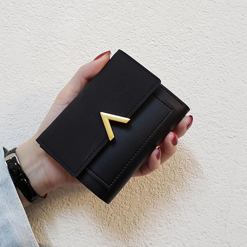 Small Faux Leather Wallet for Women with Card Slots & ID Window