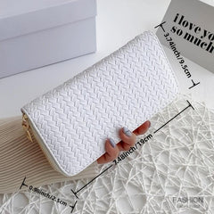 Large Capacity Zipper Clutch Coin Purse Solid Wallet