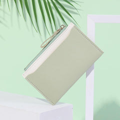 Women's Small Card Wallet Faux Leather Zipper Clutch Bag