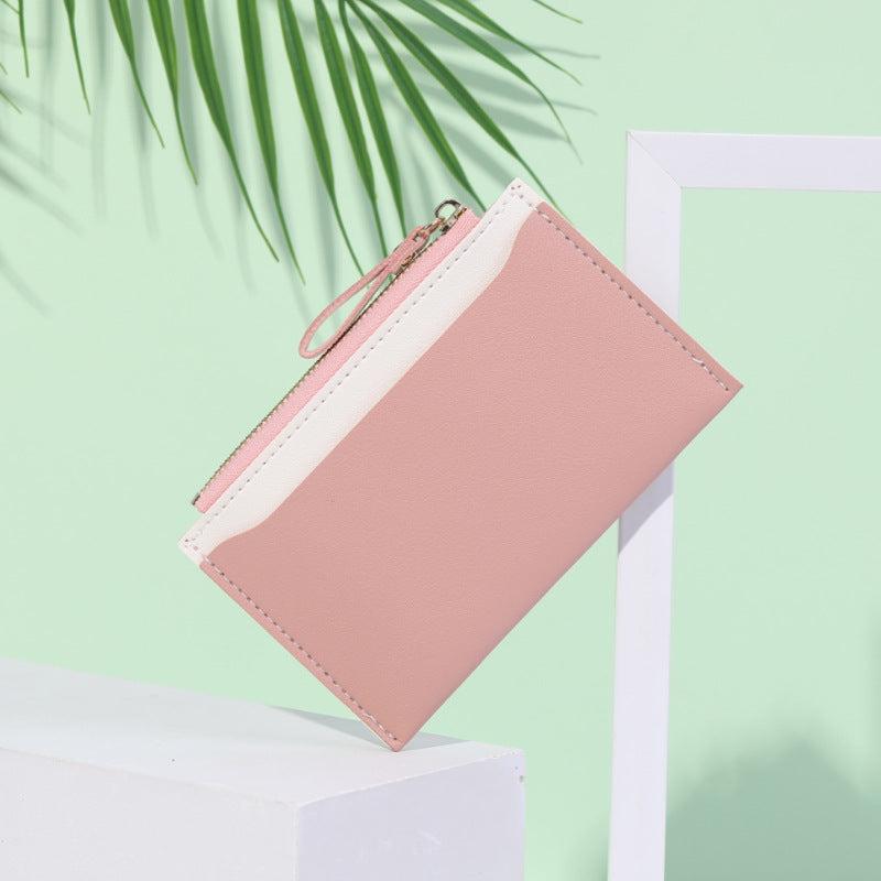 Women's Small Card Wallet Faux Leather Zipper Clutch Bag