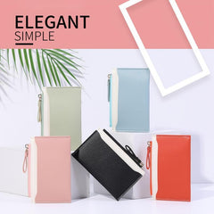 Women's Small Card Wallet Faux Leather Zipper Clutch Bag