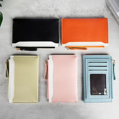 Women's Small Card Wallet Faux Leather Zipper Clutch Bag