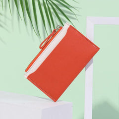Women's Small Card Wallet Faux Leather Zipper Clutch Bag
