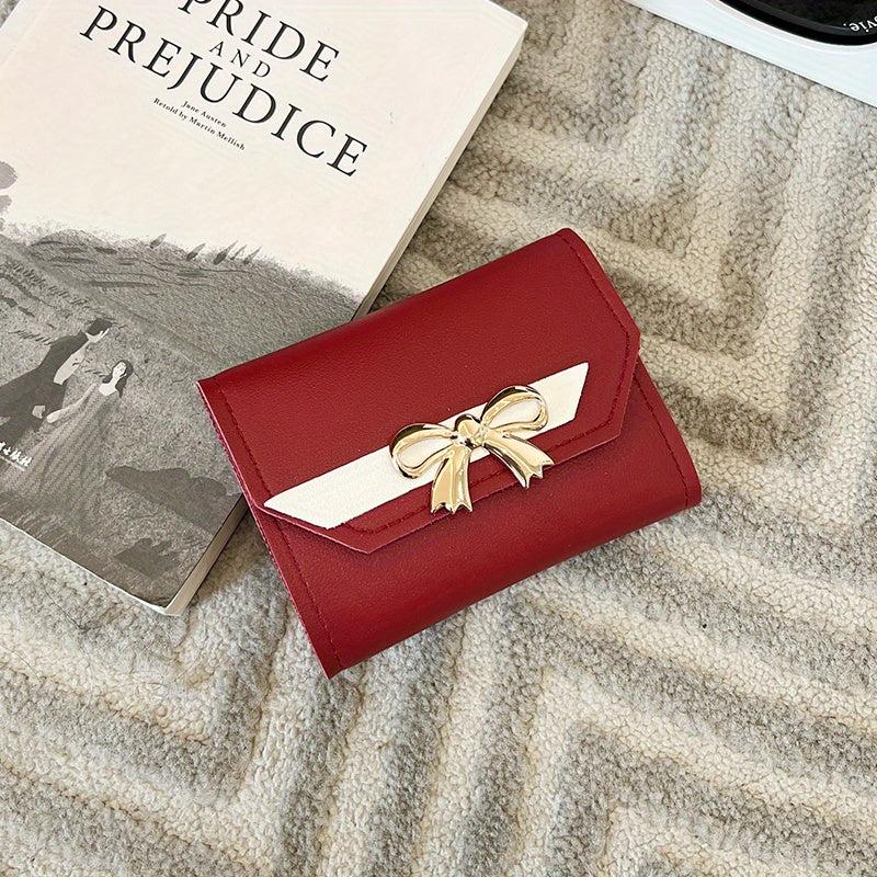 Women's Short Wallet Bowknot Trifold Coin Purse Clutch