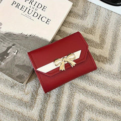 Women's Short Wallet Bowknot Trifold Coin Purse Clutch