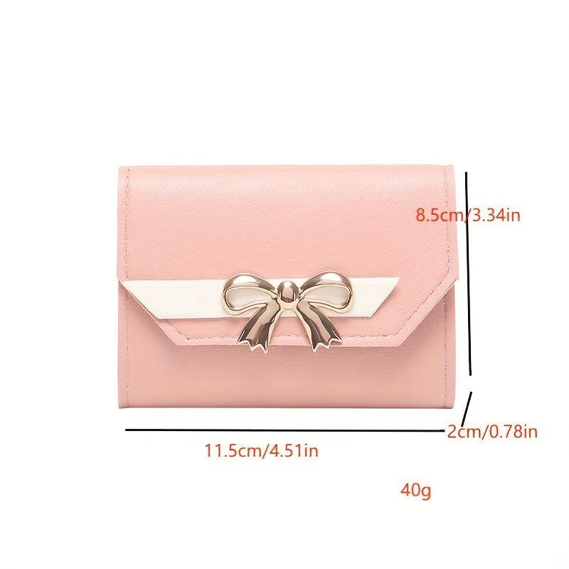 Women's Short Wallet Bowknot Trifold Coin Purse Clutch