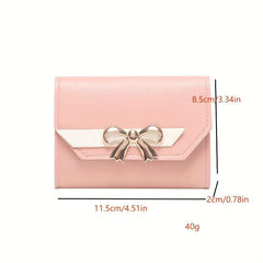 Women's Short Wallet Bowknot Trifold Coin Purse Clutch