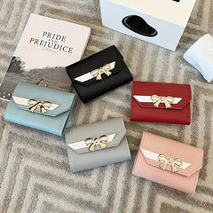 Women's Short Wallet Bowknot Trifold Coin Purse Clutch