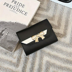Women's Short Wallet Bowknot Trifold Coin Purse Clutch