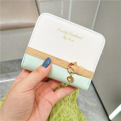 Colorblock Short Wallet Zipper Coin Purse Credit Card Case