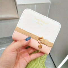 Colorblock Short Wallet Zipper Coin Purse Credit Card Case