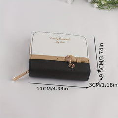 Colorblock Short Wallet Zipper Coin Purse Credit Card Case