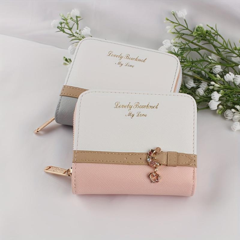 Colorblock Short Wallet Zipper Coin Purse Credit Card Case