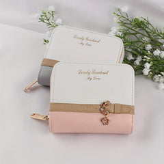 Colorblock Short Wallet Zipper Coin Purse Credit Card Case