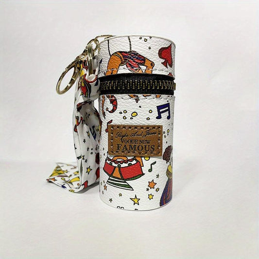 Scarf Decor Bucket Hangable Coin Purse PU Leather Lightweight Bag