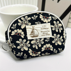 Flower Pattern Shell Shape Coin Purse Canvas Lightweight Keys Holder