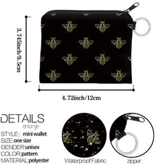 Bee Pattern Square Storage Bag Portable Zipper Mini Coin Purse