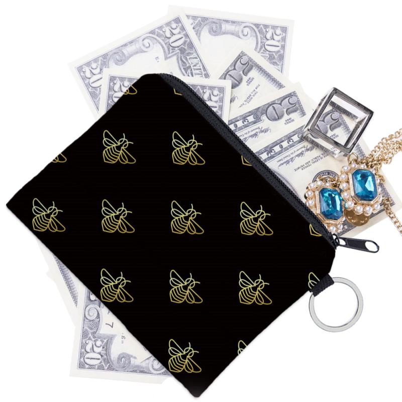 Bee Pattern Square Storage Bag Portable Zipper Mini Coin Purse
