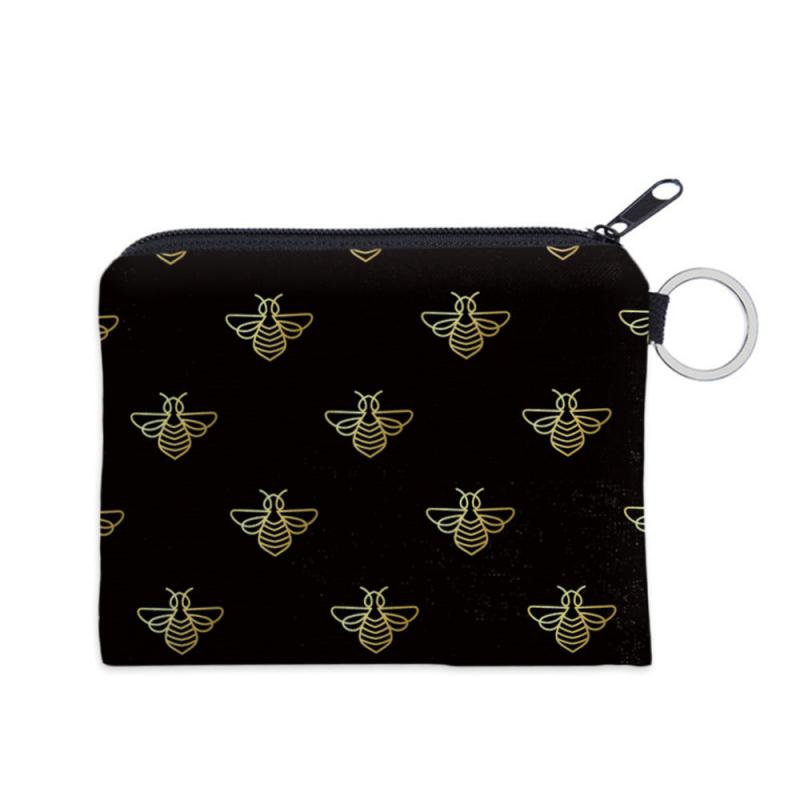 Bee Pattern Square Storage Bag Portable Zipper Mini Coin Purse