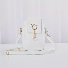 Braided Pattern Coin Purse Solid Faux Leather Shoulder Bag