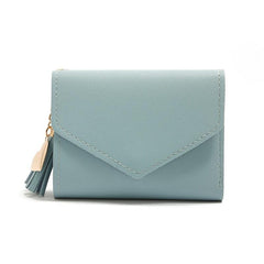 Casual Solid Short Coin Purse Lightweight Zipper Wallet With Tassel Pendant