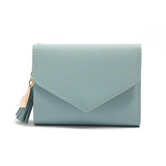 Casual Solid Short Coin Purse Lightweight Zipper Wallet With Tassel Pendant