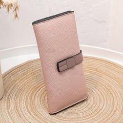 Minimalist Long Clutch Purse with Lychee Pattern Coin Purse