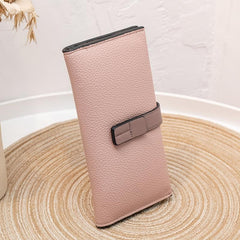Minimalist Long Clutch Purse with Lychee Pattern Coin Purse
