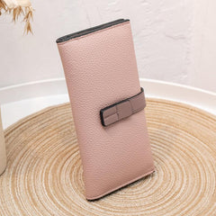 Minimalist Long Clutch Purse with Lychee Pattern Coin Purse